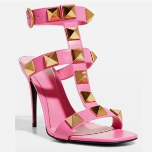 Valentino Garavani Roman Stud 100 MM Sandals Size 37 (US 7) Barbie Pink